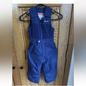 Snozu Girls Size 4T Navy Blue Snow Pants With Bib Fleece Adjustable
